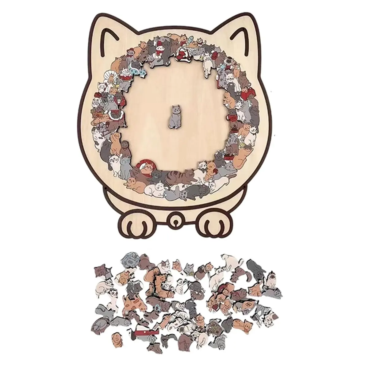 Cat Puzzle 135 Pieces Long Lasting Precise Decor Kit Wood Challenging Jigsaw Puzzles for Cat Lovers Home Family Friends