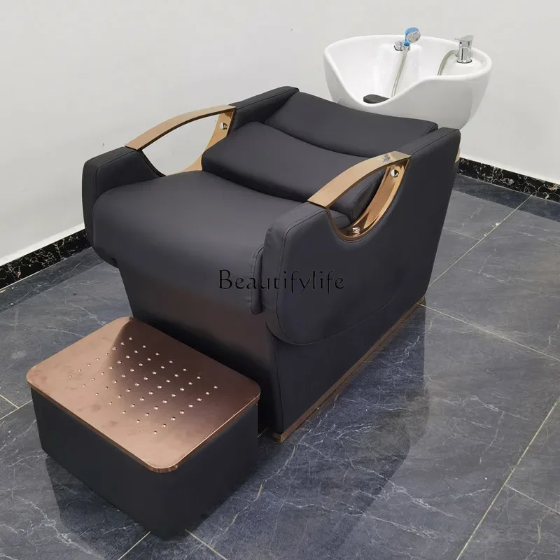 Half-Lying Barber Shop Fashion Shampoo Chair Simple and High-End Hair Salon Hair Salon Ceramic Flushing Bed