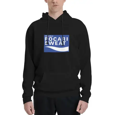 파란색 배경에 POCARI SWEAT 클래식 A 남성용 후드티 스웨터