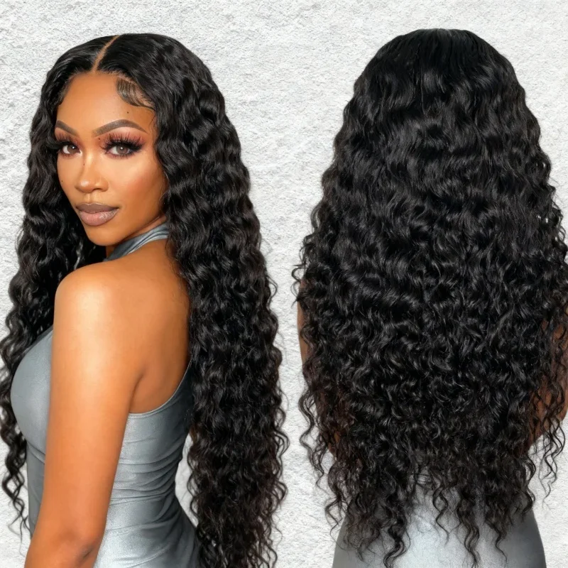 

Glueless 13x4 HD Lace Front Wig Ready To Wear Deep Wave Brazilian 100% Human Hair Transparent Lace Wig