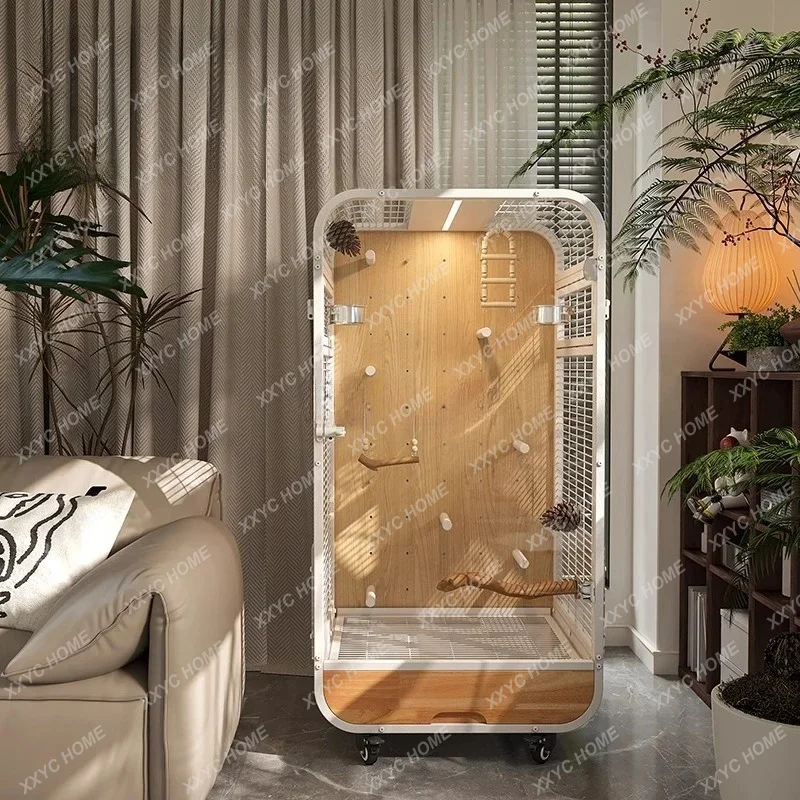 High-end birdcage villa panoramic luxury solid wood ecological cabinet gray machine DIY station pole  FT