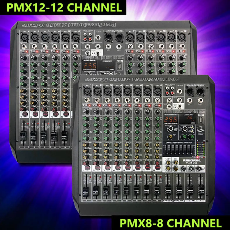 PMX8 Mixer Mezclador Studio 8 Channel, Mixer Audio DJ 8 Canali profesional mesin De Som profesional Digital