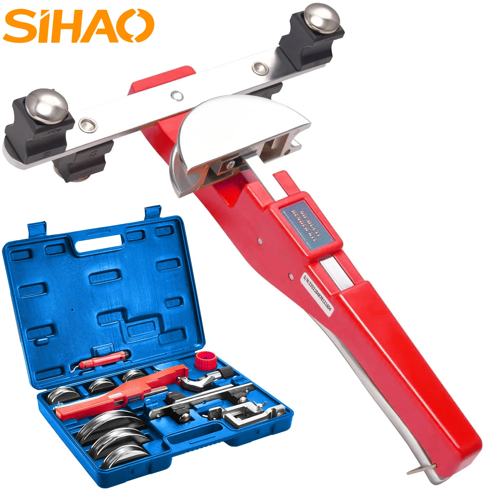 

SIHAO 7 Dies Pipe Tube Bender Ratcheting Reverse Tubing Bending Tools 90° Forward Cutter Air Conditioning Refrigerator Repair