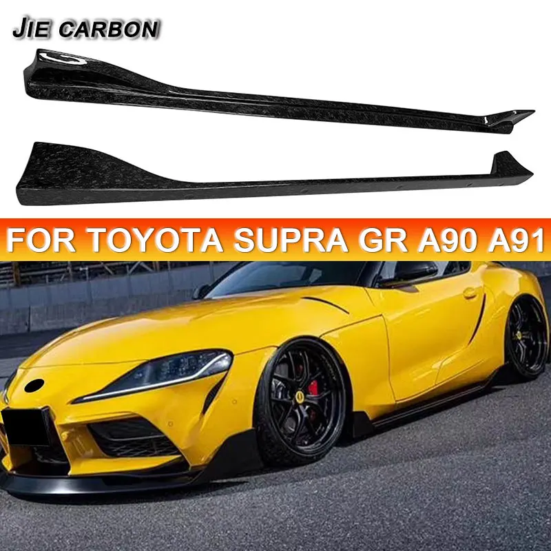 For Toyota Supra GR A90 A91 MK5 Carbon fiber Side Skirts Extensions Lip Flaps Apron Side Door Bumper Splitters UP Body Kit