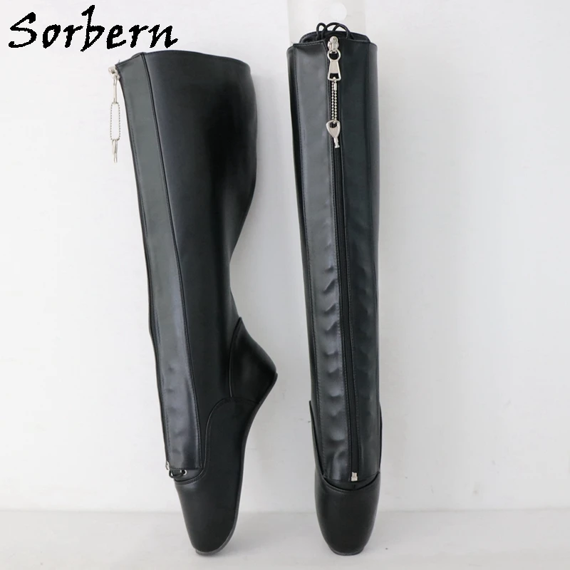 Sorbern Lockable Zipper Ballet Boots Women Lace Up No Heel Knee High Boot Unisex Hard Shaft Custom Wide Slim Fit Calf Ankles