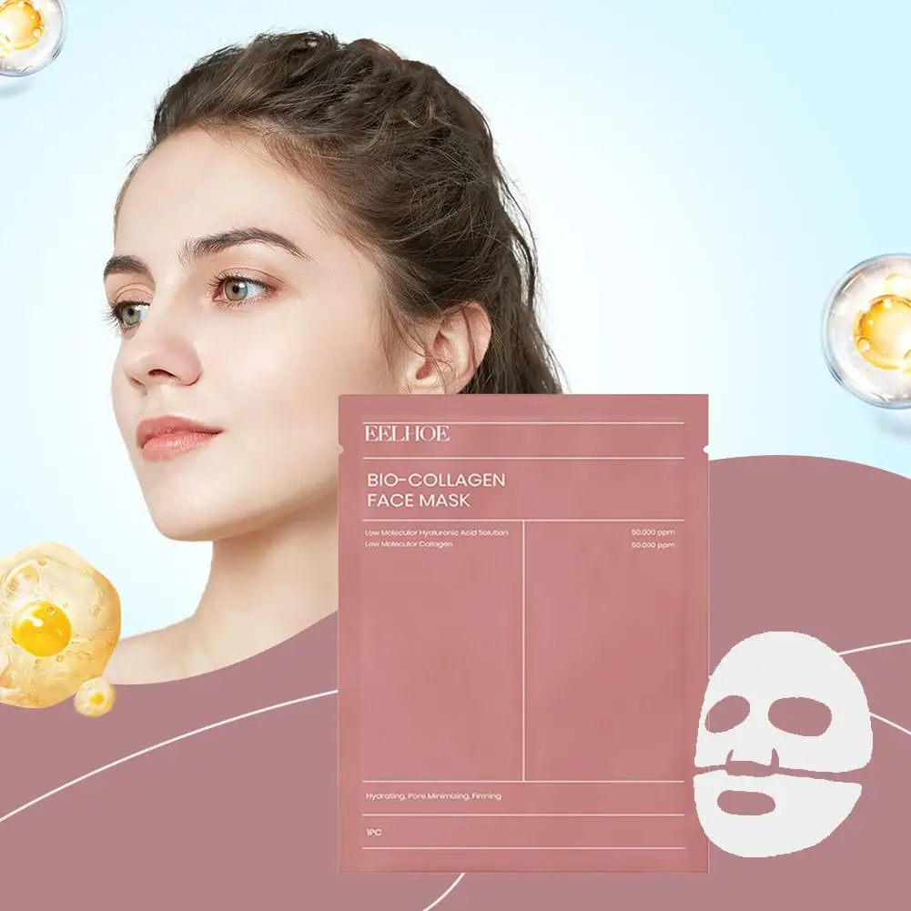 Mascarilla facial de biocolágeno, hidratante de poros, refrescante, brillo profundo, nutre la piel, cuidado reafirmante, hidratación