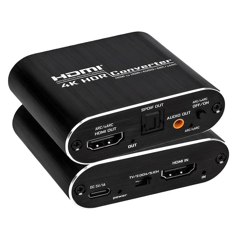 4K 30Hz HDMI ARC Audio Extractor 5.1 CH HDMI to Optical Toslink SPDIF + 3.5mm AUX Jack Stereo Audio Converter for PS4/5 HDTV DVD