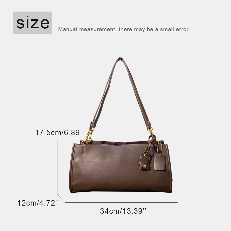 Vintage 34CM Underarm Bag For Women Luxury Designer Handbag And Purse 2026 New In PU Multi-Layer Design Lock Decoration Shoulder