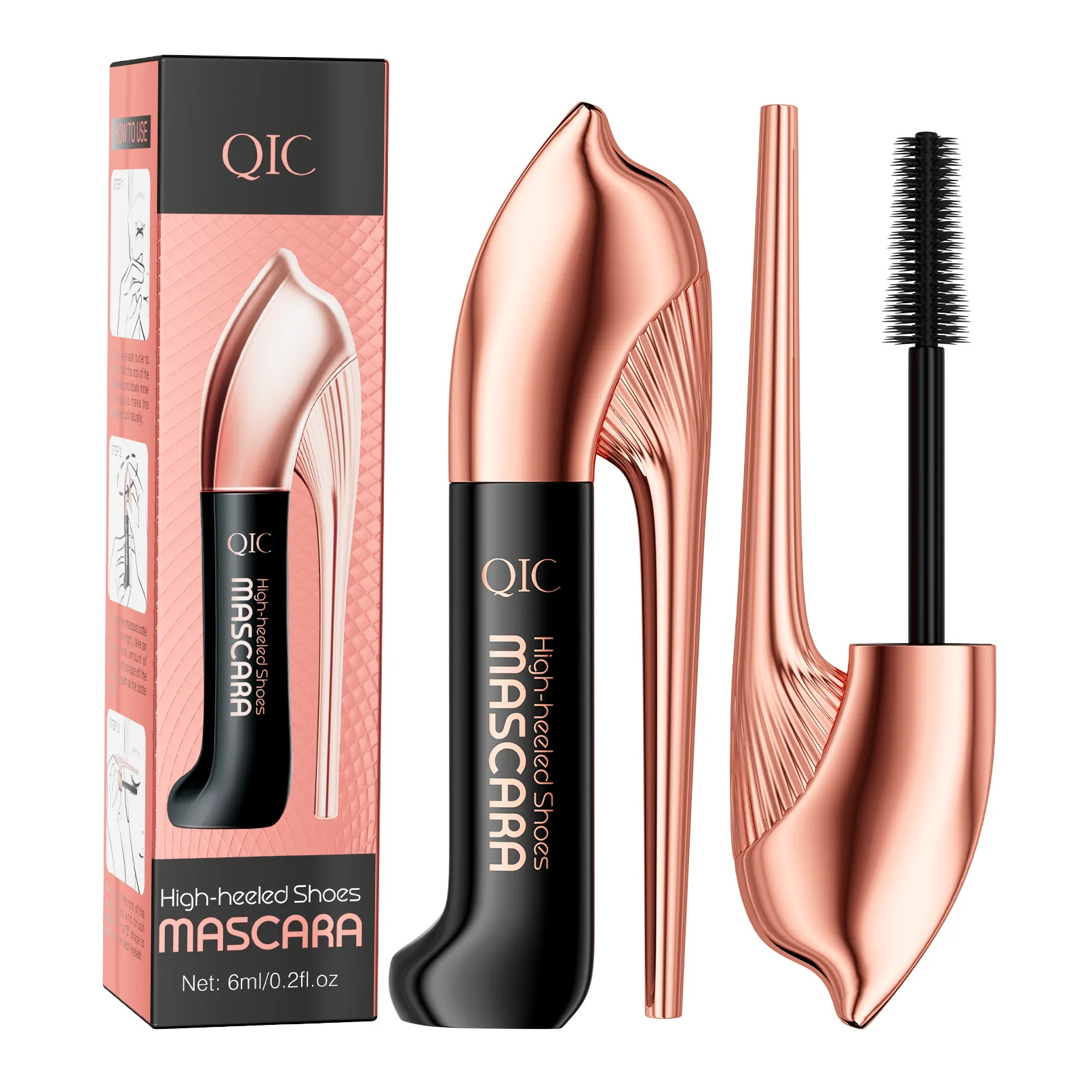 High heels mascara 3D waterproof and non-smudging dense curl natural three-dimensional slender makeup easy to remove makeup