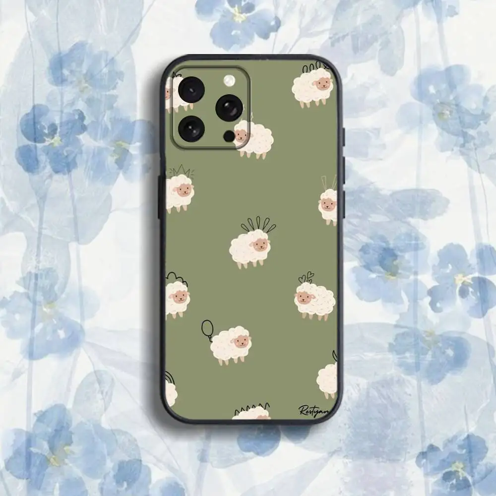 Cartoon C-Cute S-Sheep Phone Case For iPhone 17,16,15,14,13,12,Pro,Max,Plus,E,SE4,Air,Mini Black Soft Box
