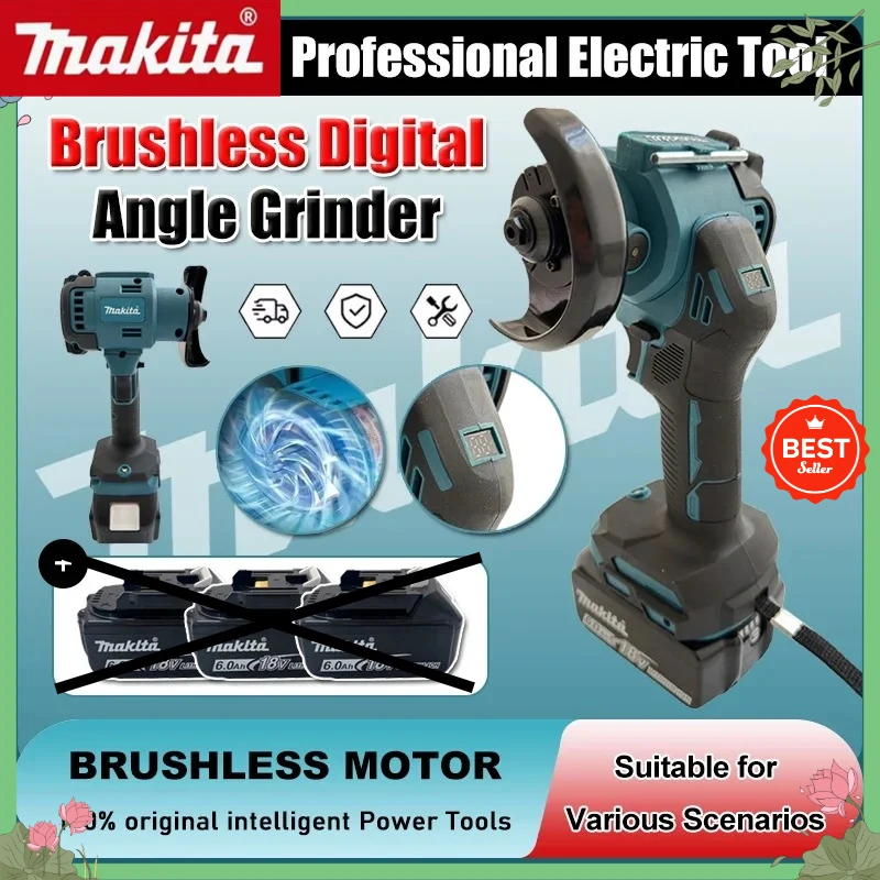 

Makita Digital Display Brushless Mini Angle Grinder Polishing Grinding Machine Cutting Power Tools Fit Makita 18V - 20V Battery