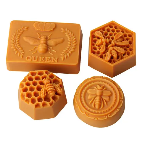 3D Flying Bee Honeycomb Candle Molds Silicone Handcraft DIY Geometric Pillar Hexagon Beehive Soap Molds for Candle Making