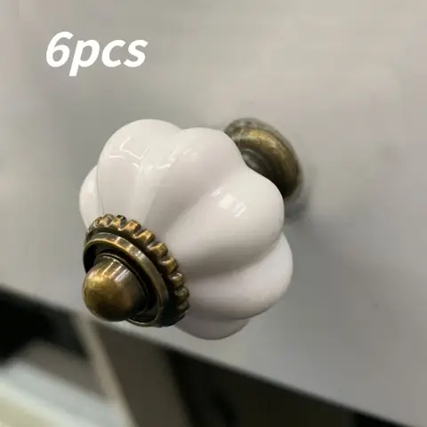 6 vintage white pumpkin handles - handles for outdoor decorative cabinets and dressing cabinets, furniture handles