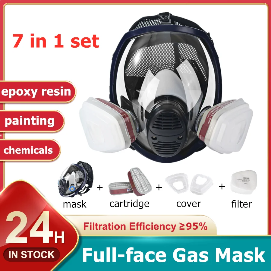 6800 Chemical Gas Mask Respirator Cartridges Organic Acid Gases full-face Pieces Pesticide Spray Silicone Mask