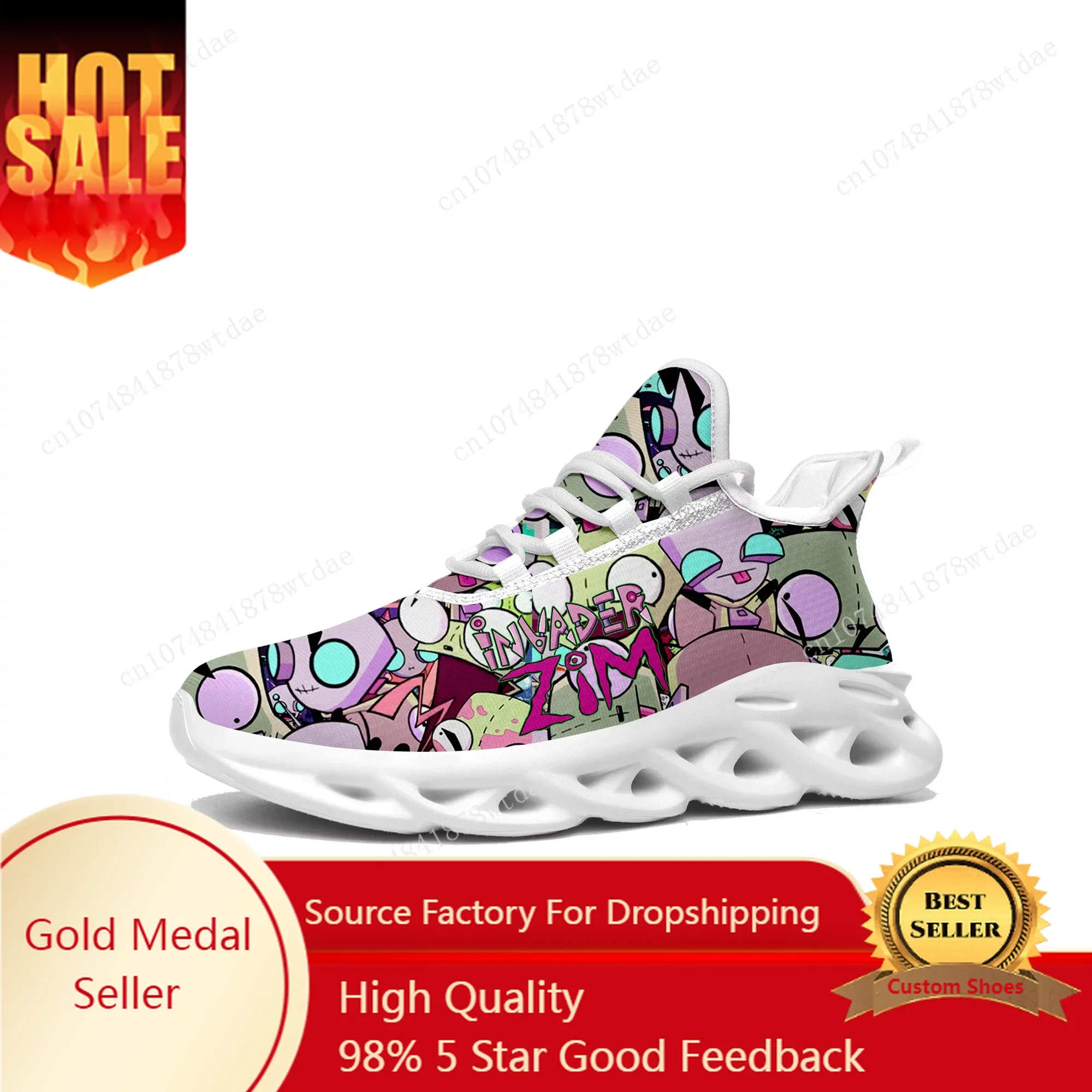 

Z-Zim Flats Sneakers Mens Womens Teenager Sports Running Shoes High Quality I-Invader Anime Cartoon Custom Lace Up Mesh Footwear