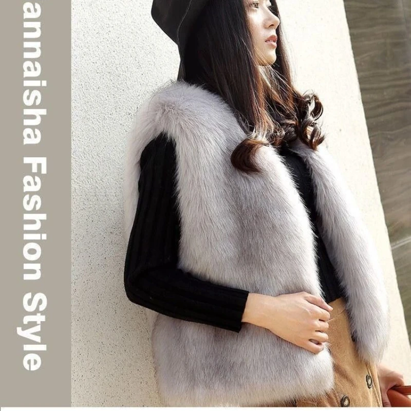 Plus Size Faux Vos Bont Vest 2024 Winter Korte Teddy Jas - Dames Verdikte Pluizige Mouwloze Jas Koreaanse Slim Fit Bovenkleding