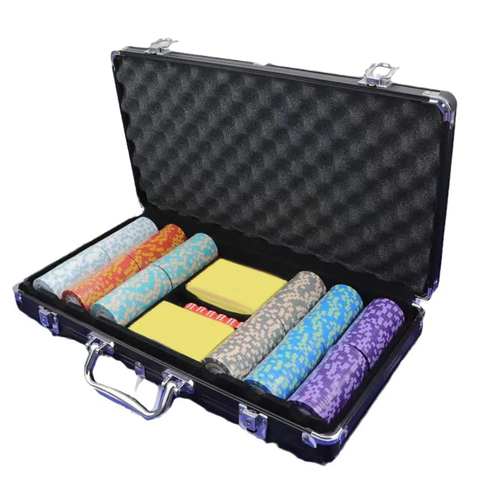 Chip Carry Case Playing Games with Lock Portable with Handle Aluminum Alloy Chip Set Box for Household Travel Dealer Men Women