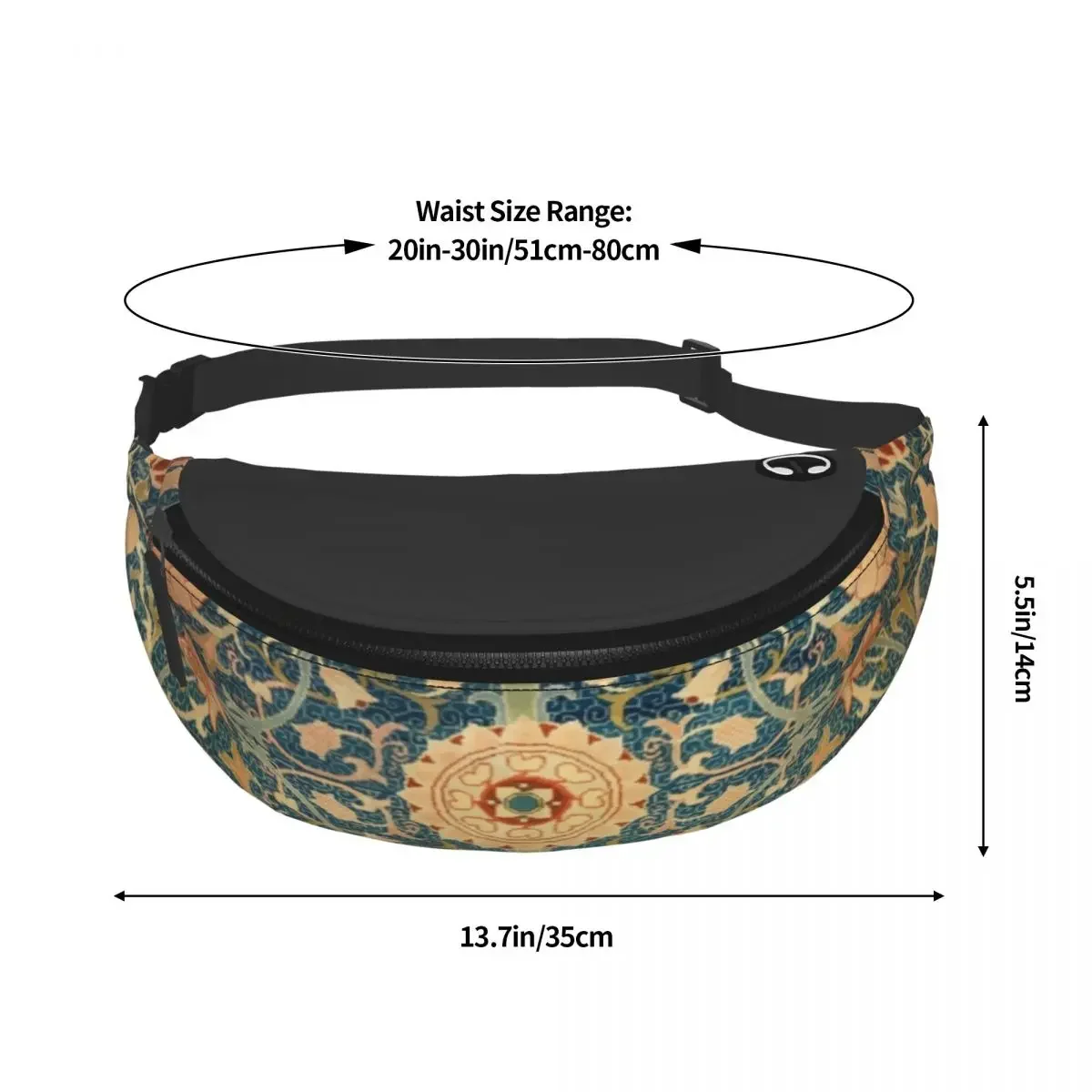 Holland Park William Morris Carpet Fanny Pack for Travel Hiking Women Men Floral Pattern Crossbody Waist Bag Phone Money Pouch