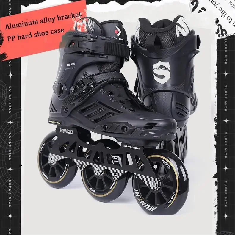 EACH High Quality EACH Professional Inline Speed Slalom Skate Shoes Adults 3 110mm Aluminum Chassis EVA PU Man's Roller Skating