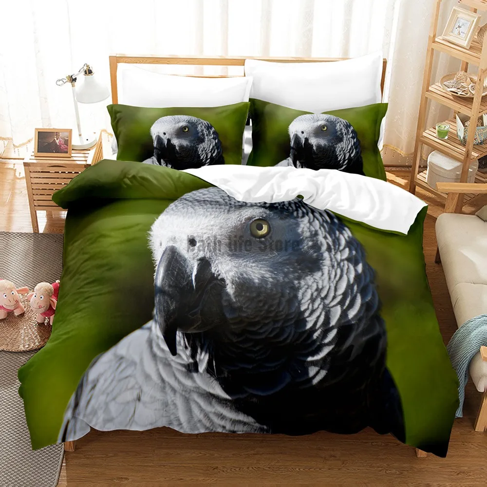 Monk Parrot And Grey Parrot Animal Kids Cartoon Bedding Sets Duvet Quilt Cover Bed Linen And Pillowcase 200x200cm Home Textile