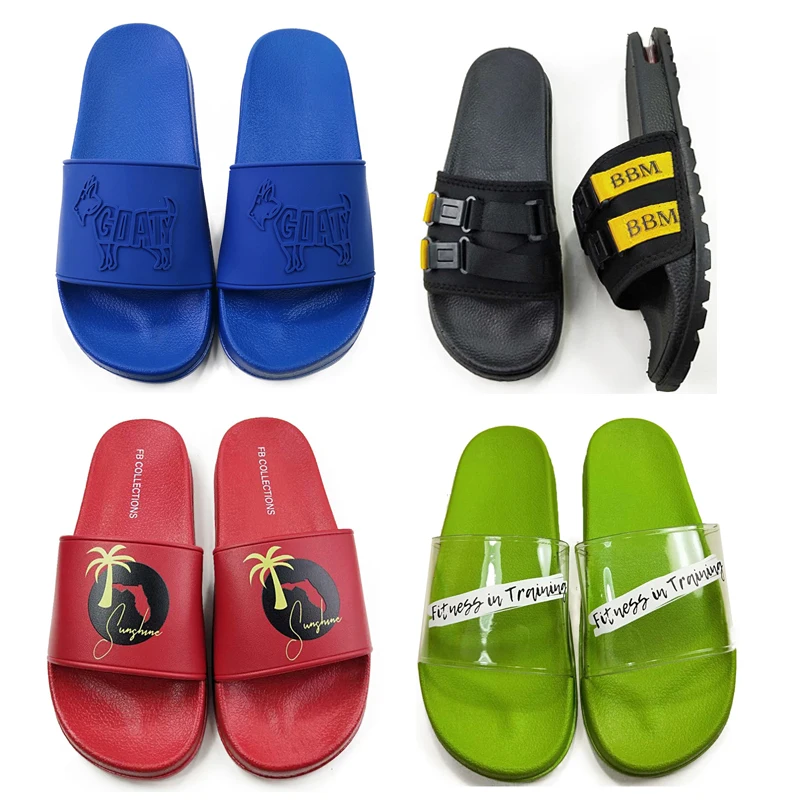 Custom logo slide sandal rubber slide slipper print customized hight black all color slide sandals