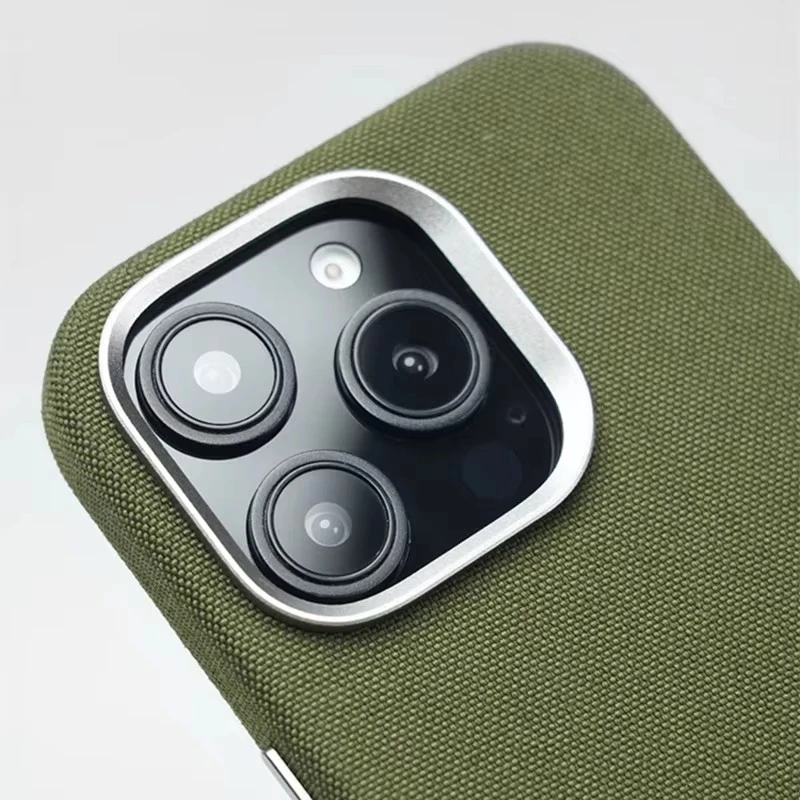 Luksusowe, gładkie etui na telefon z nylonu na iPhone 17 Air 16 15 14 13 Pro Max, ze stopu, z ochroną obiektywu, kompatybilne z MagSafe, bezprzewodowe ładowanie, odporne na wstrząsy. — zdjęcie produktu 3