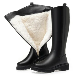 AIYUQI Winter Stiefel Weiblichen Echten Leder 2024 Neue Wolle Warme Frauen Hohe Stiefel Plattform Große Größe 41 42 43 frauen Schnee Stiefel