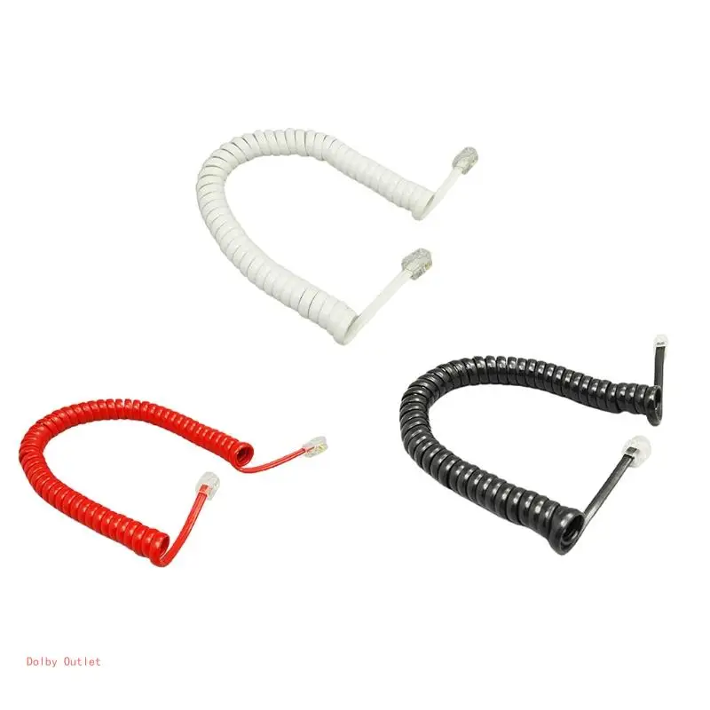 RJ9 Coiled Telephone Wire 6FT Curved Telephone Landline Phone Handset Handle Line Cable 4P4C 6Ft/1.85m