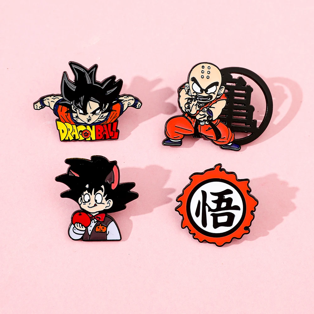 Anime Goku Krillin Fighter Enamel Pin Cartoon Lapel Brooches Metal Badges for Backpack Jacket Cosplay Collectible Gifts