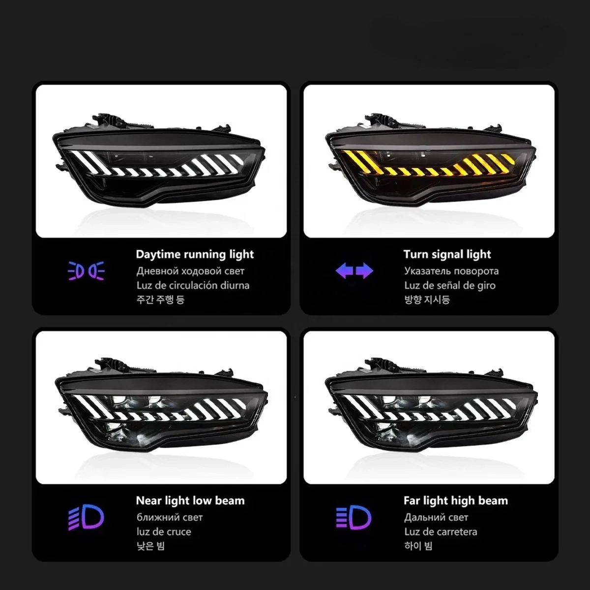 A7 DRL LED Modified Headlamp 2011-2018 High Beam Turn Signal Headlight Head Lamp Upgrade RS7 Style  Front Light for Audi