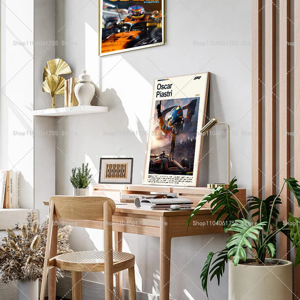 1PC F1 O-Oscar 81 P-Piastri Poster Self-adhesive Art Waterproof Paper Sticker Coffee House Bar Room Wall Decor