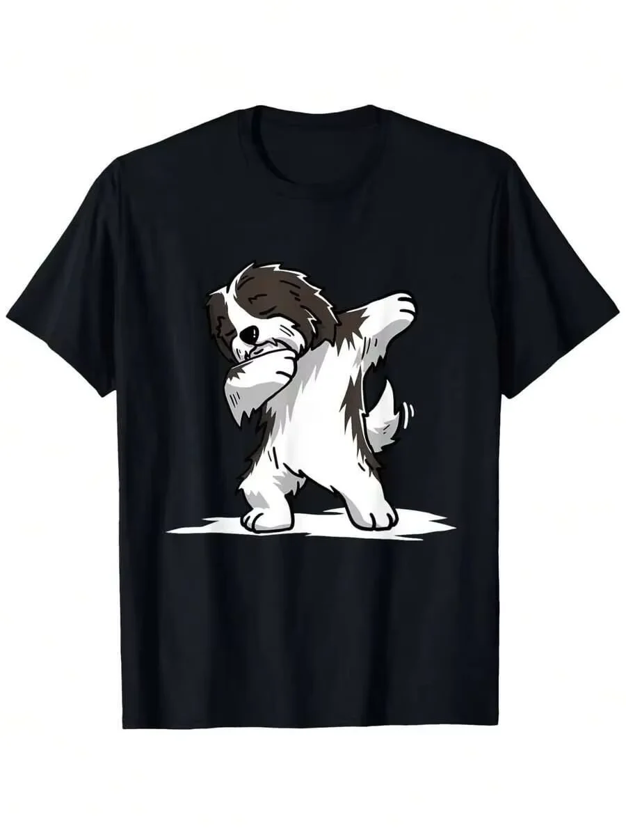 Funny Dabbing Havanese Dance Graphic T-Shirt - 100% Cotton Relaxed Fit Unisex Tee With Slight Stretch, Black Casual Short Sleeve 100% Cotton Trendy Y2K Short-Sleeve Tee-Soft, Quick-Drying, Moisture-Wicking, Great Gift for Christmas or Halloween.