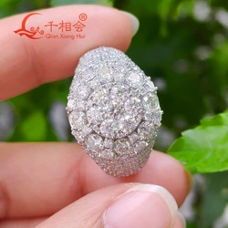 big size 16mm round shape Moissanite around ring half Eternity Sterling 925 Silver Men women Male fine Jewelry gitf wedding