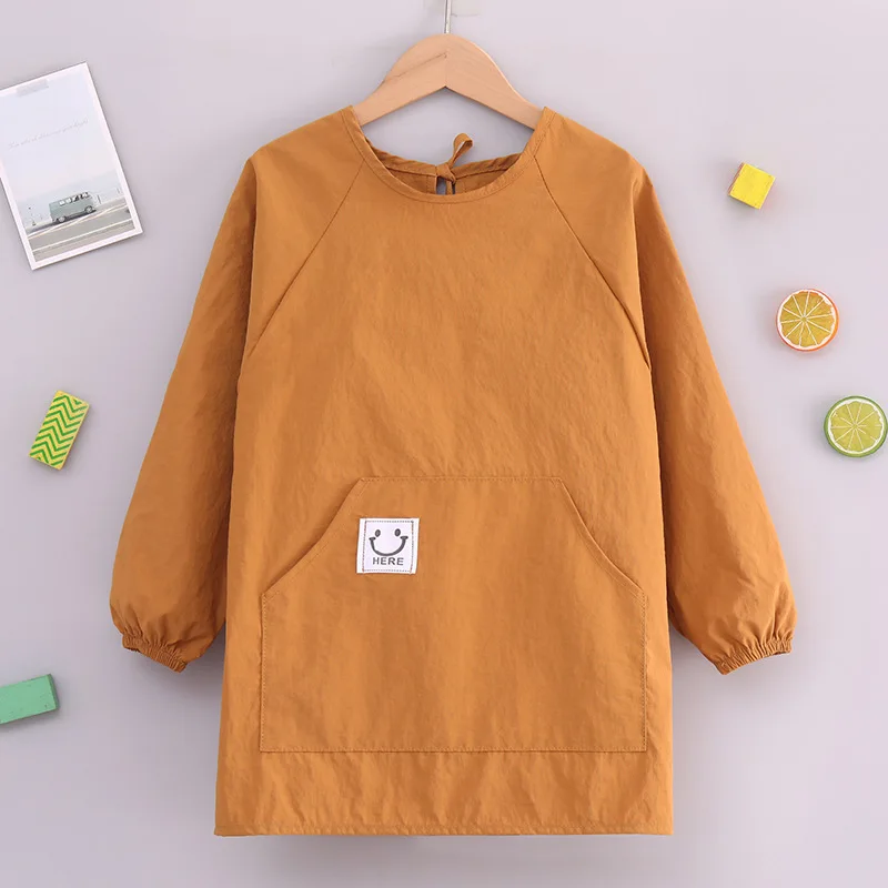 New Children's long sleeved apron water-resistant dirt resistant cover for eating reverse dressing anti dirt painting clothes