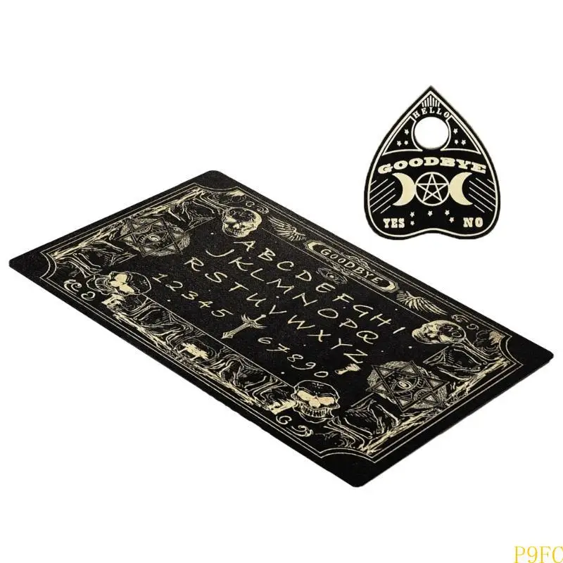 P9FC Wooden Talking Board with Planchette Message Board Family Gatherings Game Supply