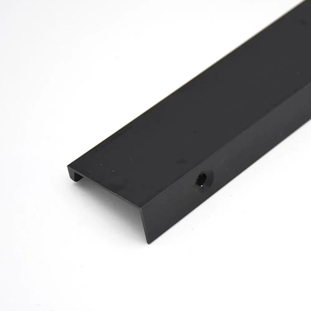 10pcs Modern Aluminium Alloy Cabinet Edge Pulls Black Concealed Mount Drawer Pull Handles Finger Pull Door Handles Drawer