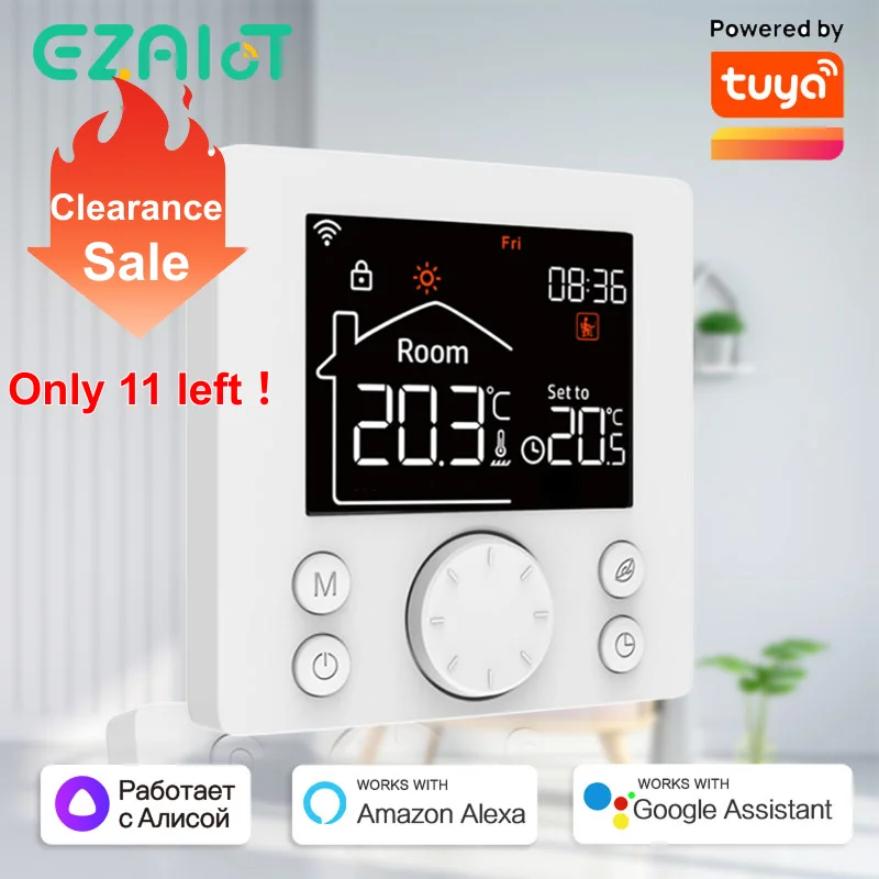 

Умный термостат EZAIOT для подогрева пола, Wi-Fi, пульт дистанционного управления температурой, Электрический Газовый Бойлер, водяной терморегулятор Яндекс