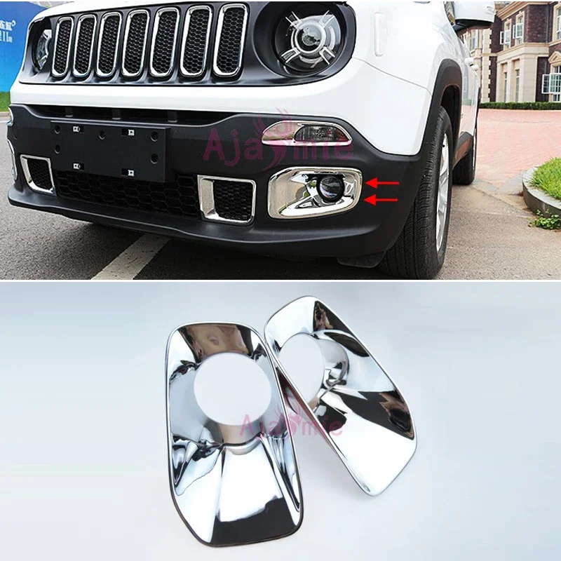 

For Jeep Renegade 2016 2017 2018 Front Fog Lamp Cover Light Trims Protector Panel Frame Chrome Car Styling Accessories