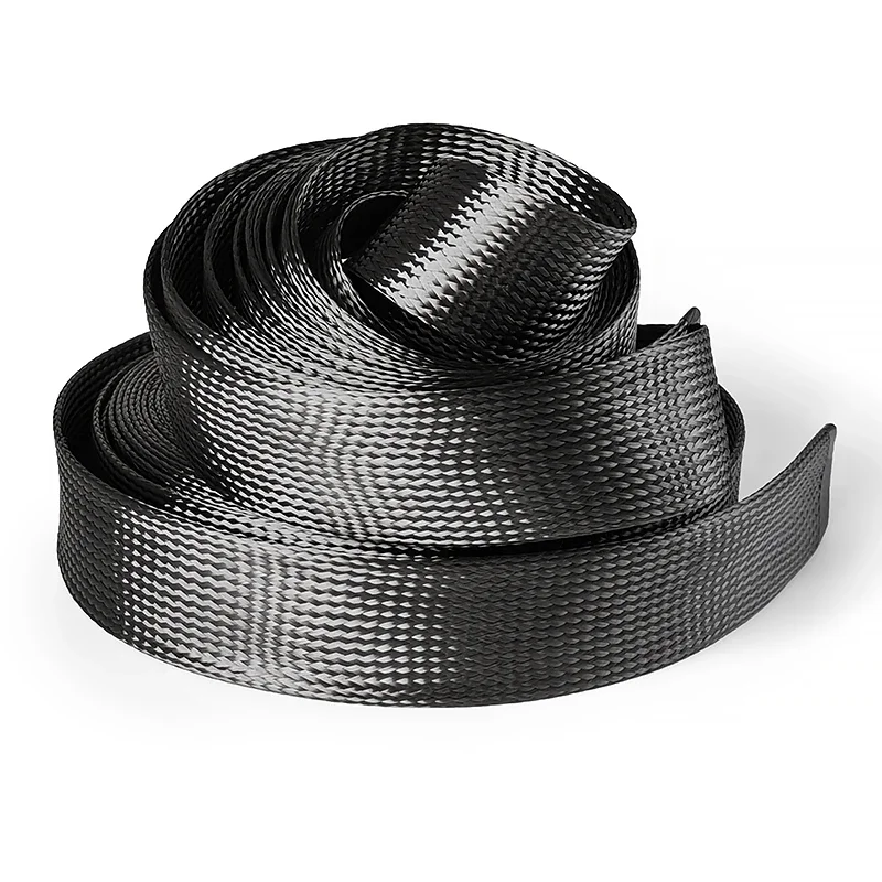1M-5M Black Carbon Fibre Tubing ID 4-80mm High Temperature Resistant Wire Protective Sleeve For Set Some Irregular Wires Cables