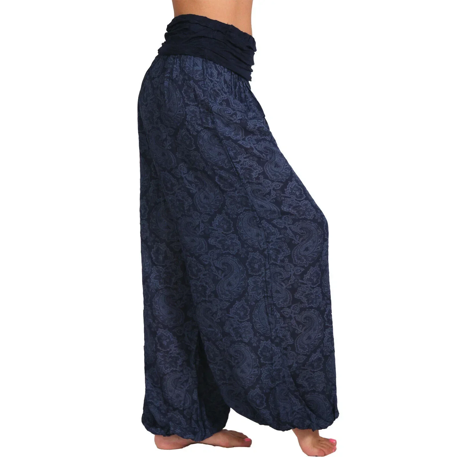 Women's S-5XL size Digital printed long wide leg pants casual pants Harlan pants