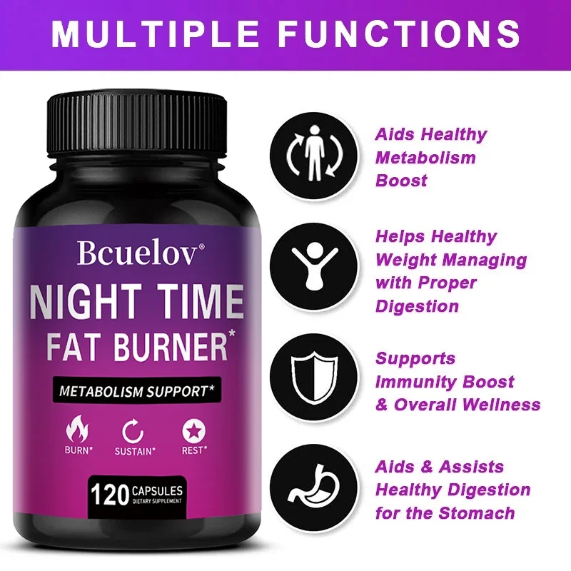 Best Nighttime Fat Burner - Thermogenic Fat Burner, Natural Appetite Suppressant and Metabolism Booster, Immune Health