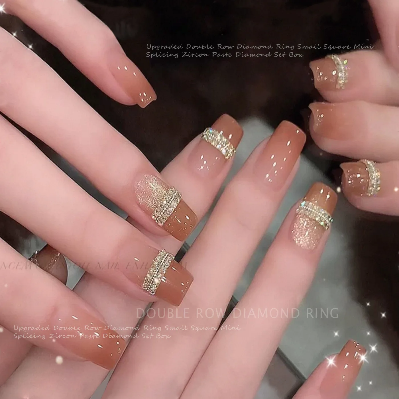 50/200/1000PCS Mini Square Zircon Nail Art Decorations Champagne Flat Bottom Diamond Sparkling Nail Artifacts for DIY Manicure