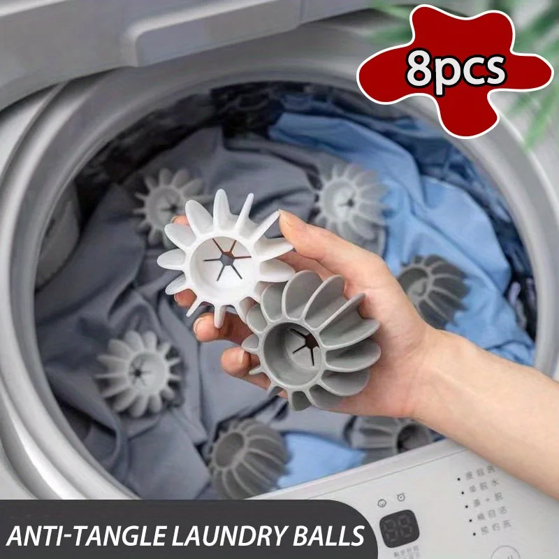 8pcs Silicone Laundry Ball Clothes Hair Cleaning Tools Pet Hair Remover Washing Machine Cat Hair Catcher Laundry Ball