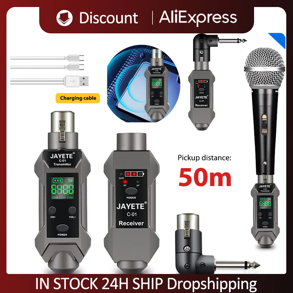 Microphone Wireless Transceiver System With High-Definition Display Transmitter Receiver, High Fidelity 48V Universal