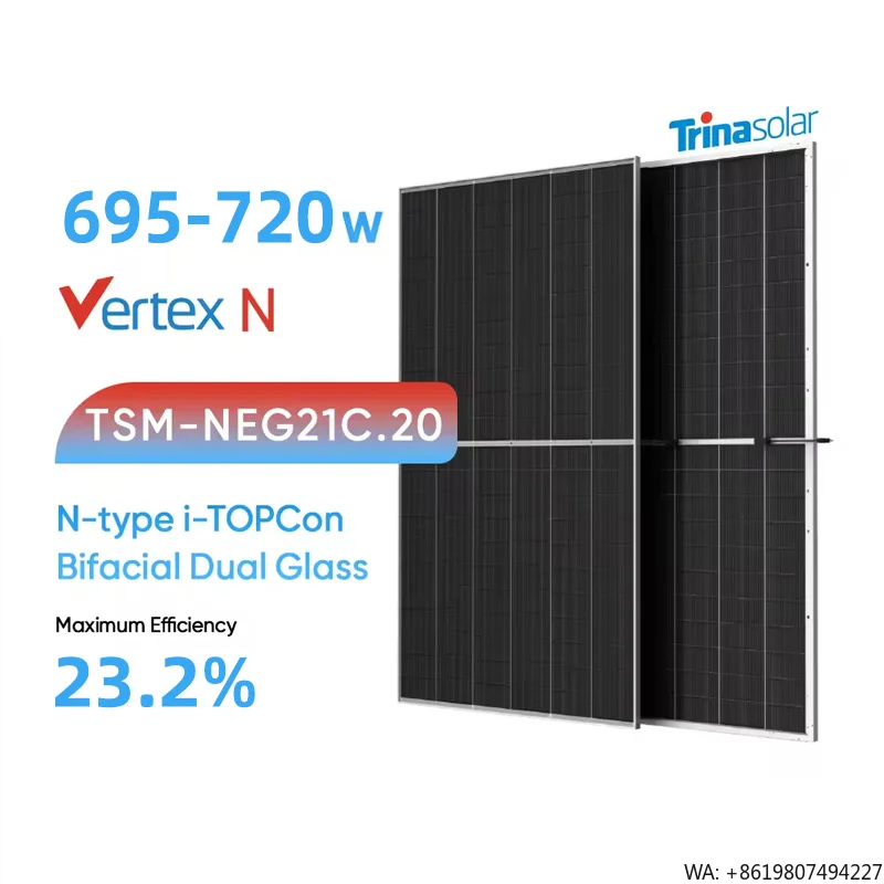 Trina Solar Panels Prices 700 Watt Photovoltaic 695W PV Module 700W Bifacial Solar Panels EU Warehouse