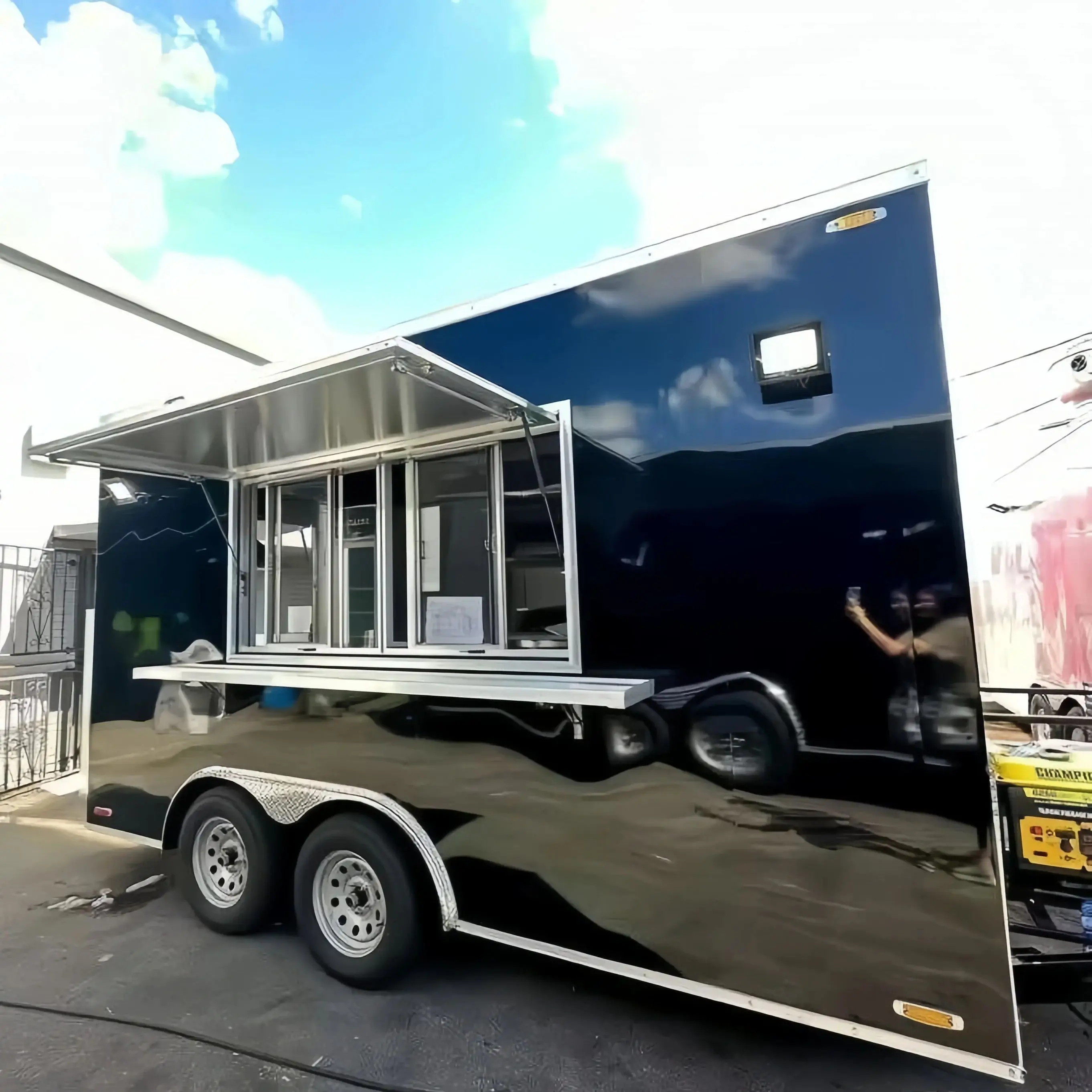 

Outdoor Food Truck Trailer Crepe Pizza Food Truck Portable Mobile Kitchen Mobile Snack Cart Ice Cream Van