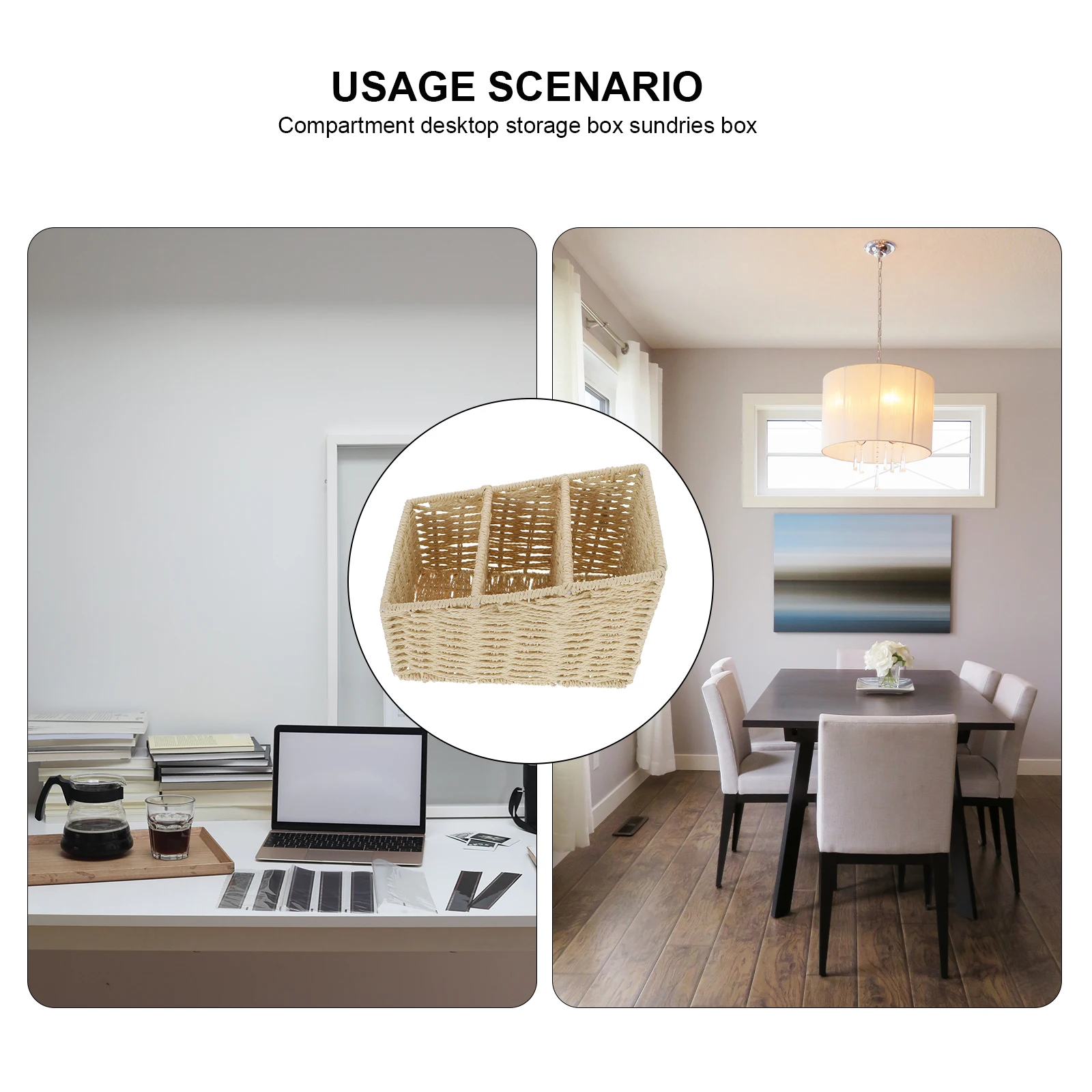 

Sundries Storage Box Desktop ganizer Container Simple Compartment Paper Rope Room Basket Home Use Storage Box Decorative Woven