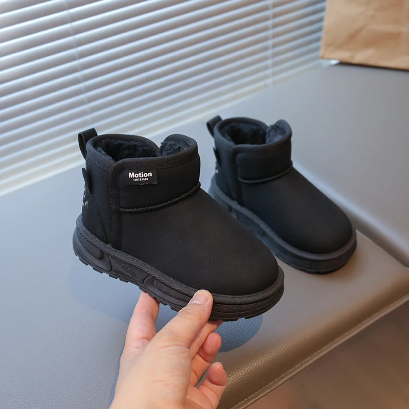 2025 bottes de neige pour enfants hiver nouveau Style épaissi polaire filles antidérapant épais fond souple imperméable filles garçons bottes en coton