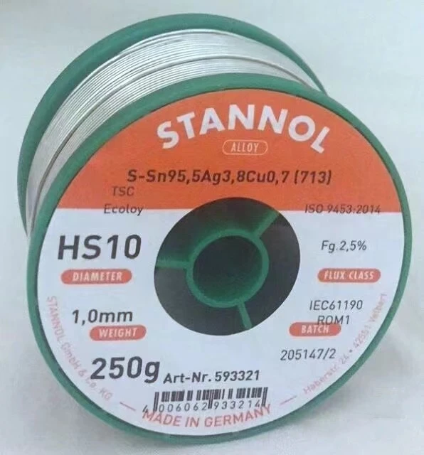 5 meters German Original Imported Solder Wire Stannol 3.8% Silver Lead-Free Wire Diameter 1.0mm Audio Earphone Solder Wire