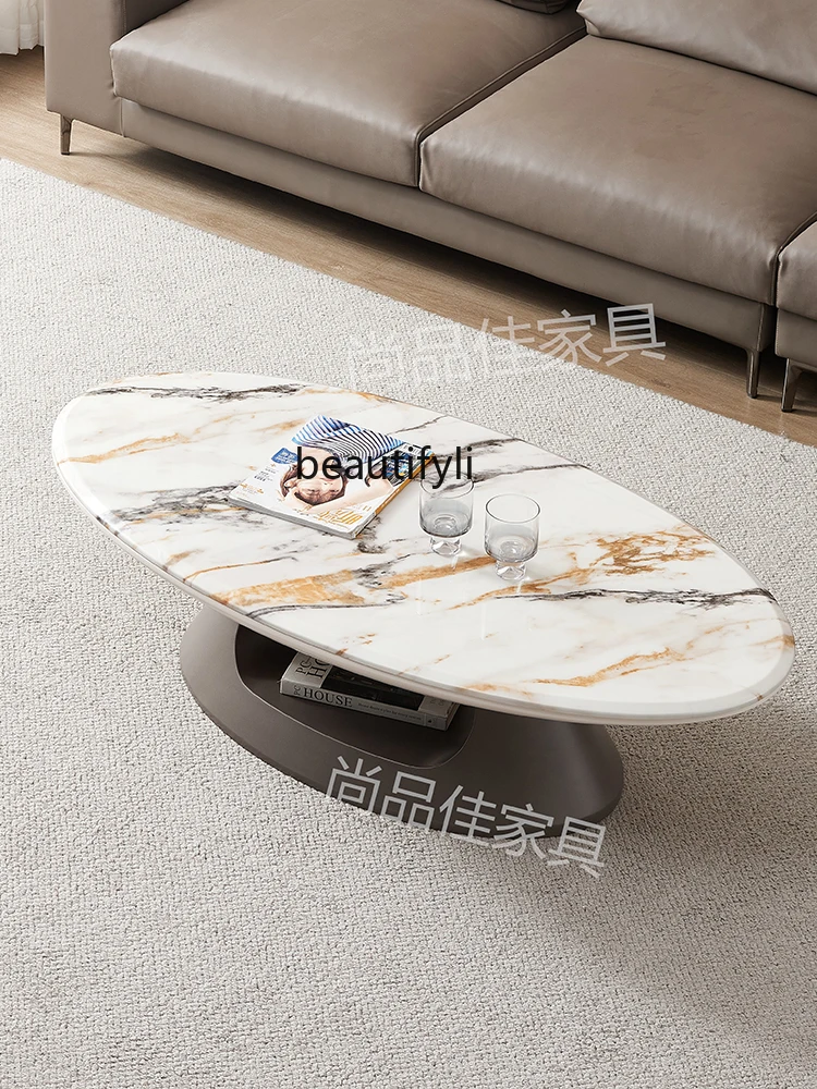 Cream Style Tea Table Combination Modern Simple Home Living Room Oval Tea Table